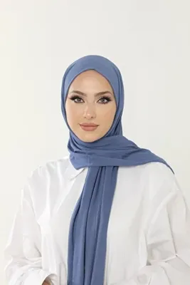 Beyzak Mavi Luxury Penye Şal - Kadın Tesettür Jersey Hijab Lycra Shawl