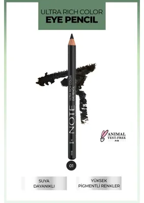 Note Cosmetics Note Ultra Rich Color Siyah Göz Kalemi 1,14 g Suya Dayanıklı Yarı Mat İnce Uç Uzun Süre Kalıcı