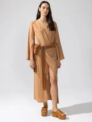 Rivus Anvelop Rahat Kesim Elbise - Camel