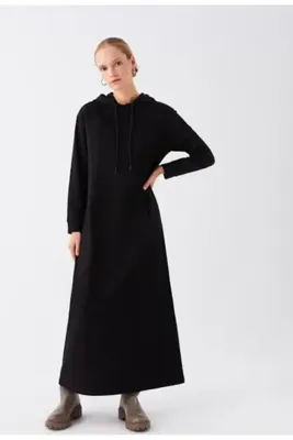 PLA STORE Siyah Uzun Sweat Elbise