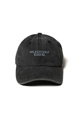 Nome Studio Nakışlı Antrasit Şapka Pamuk Kumaşlı ve Açık Mavi Nakışlı Şapka Selectively Social Şapka