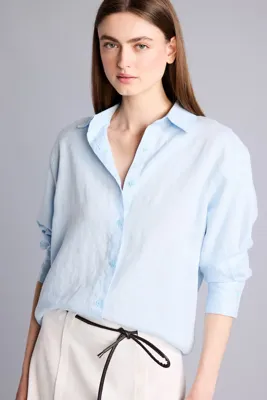 Defacto %100 Keten Oversize Uzun Kollu Gömlek