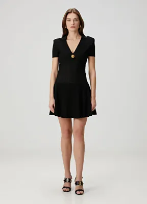 Balmain Siyah Mini Triko Elbise