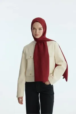 MİRSOY SCARF İpeksi Jakar Sarmaşık Şal-açık Bordo