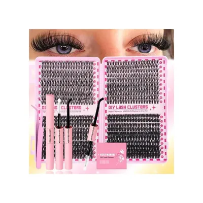 HVL COSMETIC Takma Kirpik Seti, 800 Adet Demet Kirpik, Yapıştırıcı, Sabitleyici, Remover, Cımbız, 30-40-60-80 D