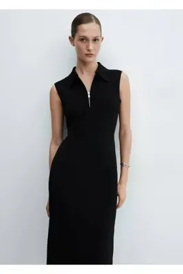 MANGO Woman Yakası fermuarlı elbise