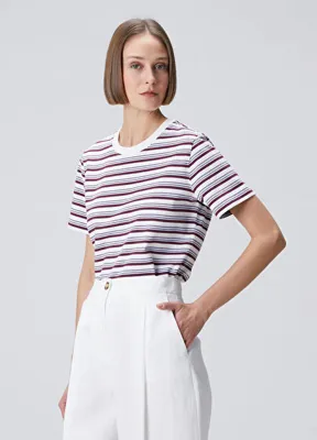 Beymen Collection Mavi Beyaz Çizgili T-shirt