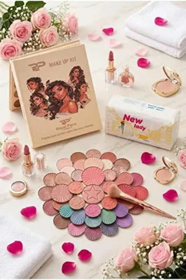 mazhar Makyaj Kitapı 5'li Palet Seti – Göz Farı, Ruj, Highlighter, Allık + NEW LADY HİJENİK PEDİ (HEDİYE)