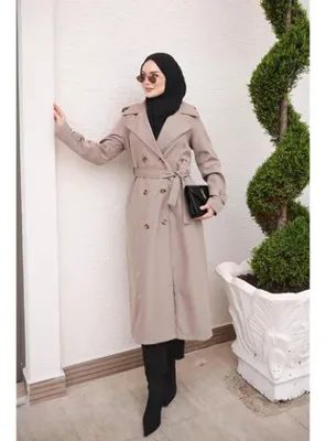 İmaj Butik Açık Vizon Kruvaze Yaka Düğmeli Trençkot