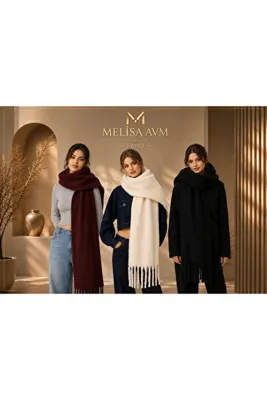 MELİSA AVM 3 ADET Puffy Yumuşak Dokulu Kadın Atkı Şal Omuz Siyah-ekru-Saks mavi