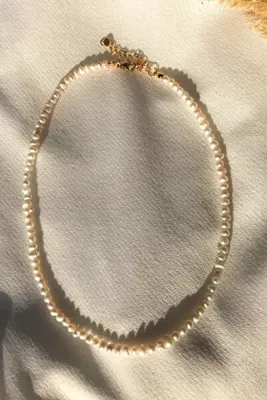 NBS Beautiful Naturel Stones Gerçek İnci Kolye AA Kalite ( Altın kaplama zincir ) 3-4 mm