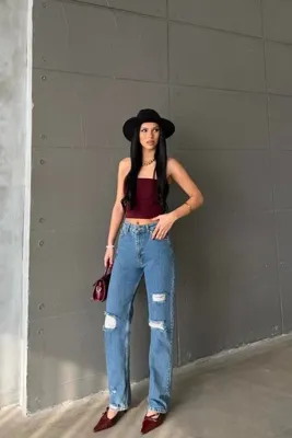 R-Style YIRTIK KOT PANTOLON