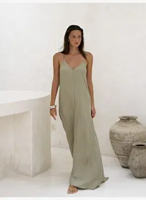 The Handloom Lucid Flow Maxi Elbise - Haki 