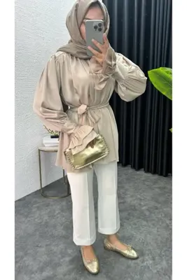 MEECY Kuşaklı Tesettür Gömlek