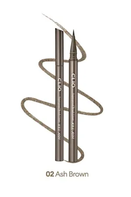 CLIO İnce Mikrofiber Fırça Uçlu, Sabitlenen Eyeliner CLIO Superproof Brush Liner Kill Ash (002 Ash Brown)