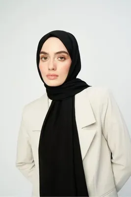 Modakaşmir Kraş Pamuk Şal Siyah