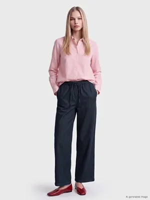Natuvera Beli Lastikli Wideleg Kadın Jean Pantolon