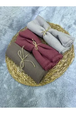 Avzen Bambu Kraş Şal 3'lü Set  Gül Kurusu,Haki,Gri