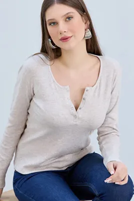 VODENS Taş Kaşkorse Yakası Çıtçıtlı Uzun Kol Bluz