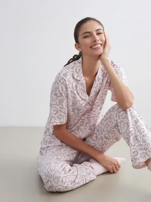 LCW DREAM Gömlek Yaka Desenli Pijama Üst