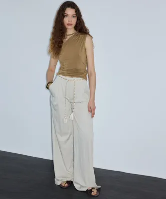 İpekyol Püsküllü kuşaklı wide leg pantolon