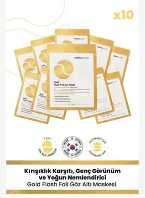 Dermal 3 Katmanlı Rose Flash Foil Göz Altı Torbalarına Karşı Kağıt Göz Maskesi 4 gr 10 Adet