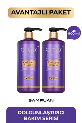 Restorex Collagen & Biotin Dolgunlaştırıcı Şampuan 2 x 900 ml – Hacim ve Güçlendirme
