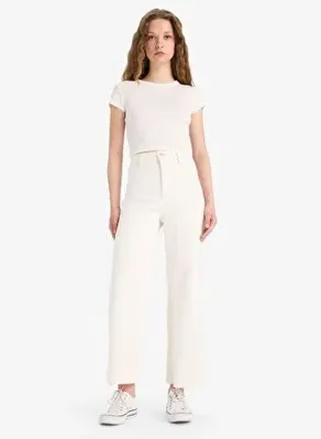 DeFacto Culotte Yüksek Bel Paça Ucu Kesik Crop Jean Pantolon