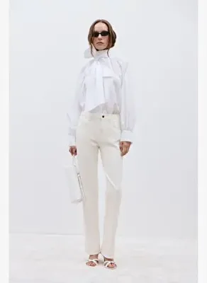 Suud Collection Beyaz Alis Fular Yaka Gömlek