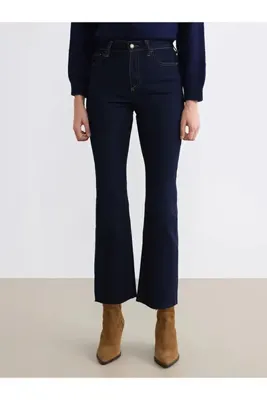 ByCukurovaFrango LCW Jeans Indigo Crop Flare Kadın Jean Pantolon
