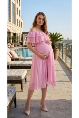 Bersi Butik Kadın Fırfır Yaka Şifon Elbise