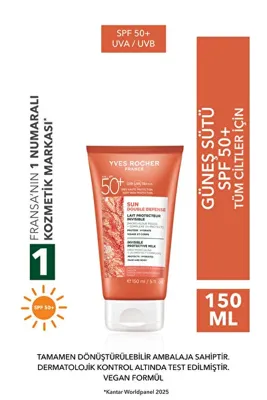 Yves Rocher Yüz&Vücut Güneş Losyonu - SPF 50+ / Sun Double Defense - Kırmızı Mikro Alg 150ML
