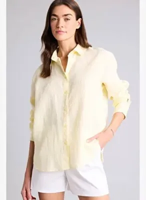 Defacto %100 Keten Oversize  Uzun Kollu Gömlek