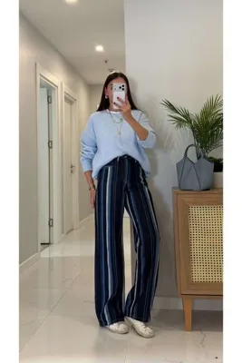 BİRCANÇİL Tollet Lacivert Çizgili Jean