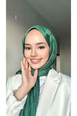 MİS İPEK Dama Desen Çimen Pamuk Jakar Şal