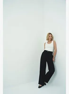Wear Three Points Noir Keten Palazzo Pantolon