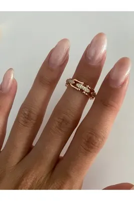 ringbox Gold Marka Model Zirkon Taşlı Zincir Yüzük