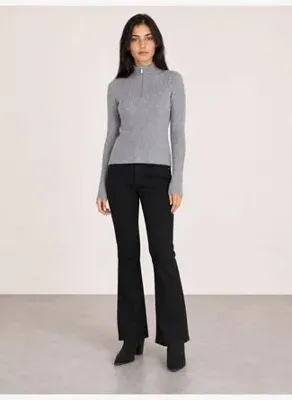 Loft Belında Kadın Siyah Bootcut Orta Bel Slim Fit Jean Pantolon