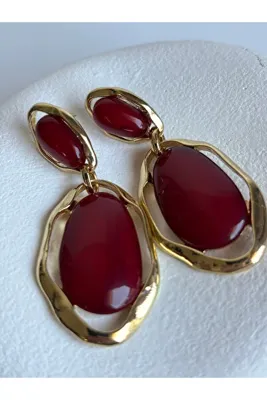 BHR AKSESUAR Bordo Sallantılı Küpe (6.5 cm)
