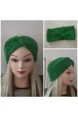 Nympha Örgü saç bandı, El örgüsü bükümlü bandana, kışlık yarım bere, örgü kulaklık