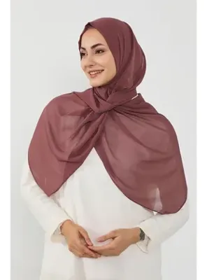 Aisha's Design Penye İç Boneli Pratik Şifon Şal,PS-48 Gül Kurusu