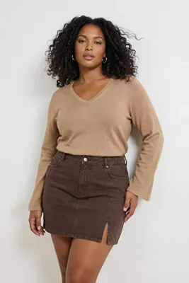 Trendyol Curve Vizon V Yaka Basic İnce Triko Kazak TBBAW26AN00079