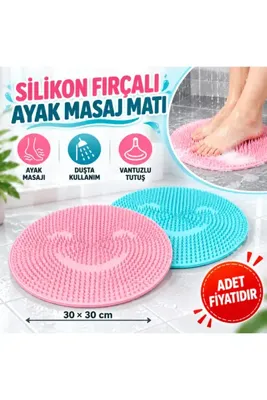 NW NessiWorld Silikon Fırçalı Banyo Masaj Matı ve Ayaklar için Topuk Masaj Paspası