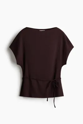 H&M Kuşaklı Tekstüre Üst