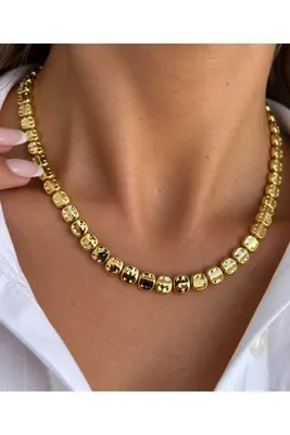 SEZİNİN TAKI DÜKKANI Kadın kolye / Ezme plaka model kadın kolye