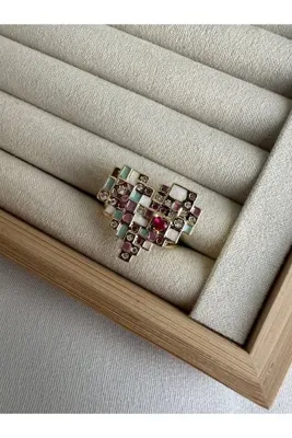 ringbox Mavili Piksel Kalp Yüzük
