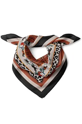nehir eşarp Monogram ve Retro Desen Fular Bandana 50x50 Cm