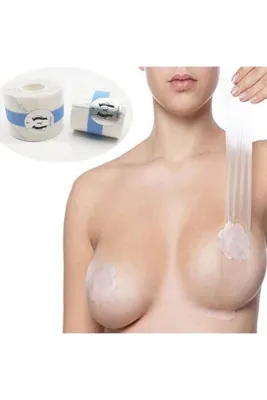 Munico 5 Adet Şeffaf 5 Metre Meme Kaldırma Bandı Moda Vücut Boob Şınav Bob Bant Görünmez Boobtape Sütyen