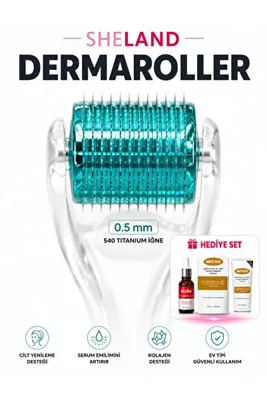 Sheland Professional Dermaroller Care Set 0.50 mm Titanyum Dermaroller + Serum & Cream Hediyeli