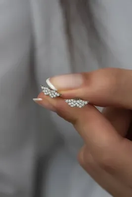 Nereze 925 Ayar Gümüş Minik Melek Kanadı Küpe